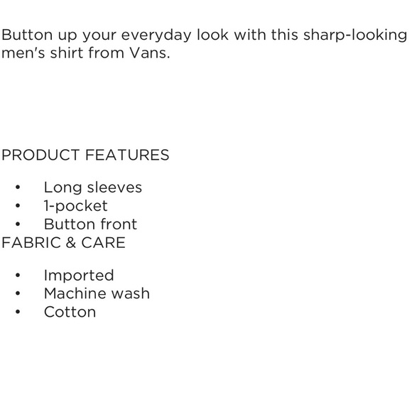 Vans Men's Wilton Crest Button- Down Shirt new Black Medium - Picture 2 of 16